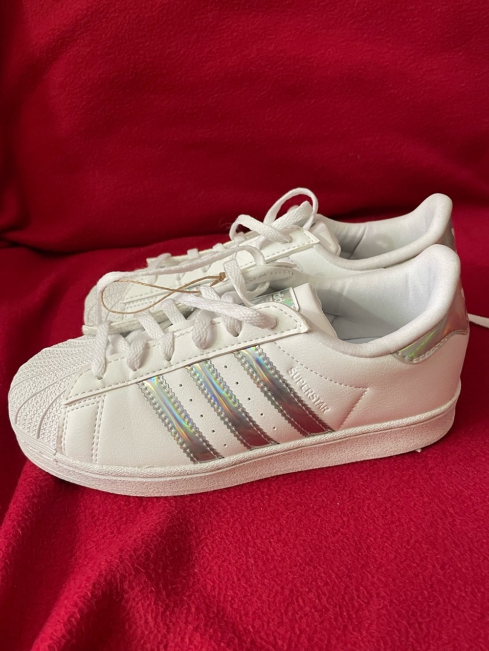 adidas White Sneakers with Silver Accent Stripes